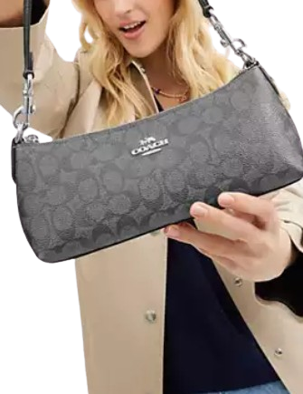 Coach Charlotte Shoulder Bag In Signature Canvas Gunmetal