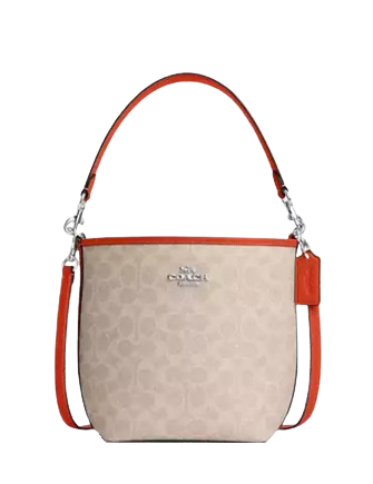 Coach City Bucket Bag In Signature Canvas Sand Deep Orange