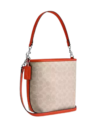 Coach City Bucket Bag In Signature Canvas Sand Deep Orange