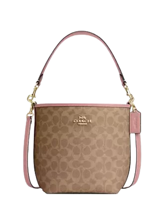Coach City Bucket Bag In Signature Canvas Tan Pink Petal