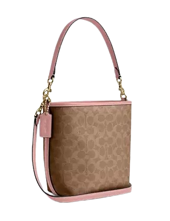 Coach City Bucket Bag In Signature Canvas Tan Pink Petal