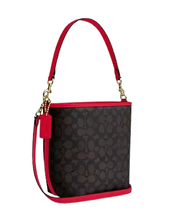 Coach City Bucket Bag In Signature Canvas Walnut Bold Red