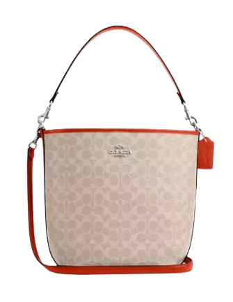 Coach City Large Bucket Bag In Signature Canvas Sand Deep Orange