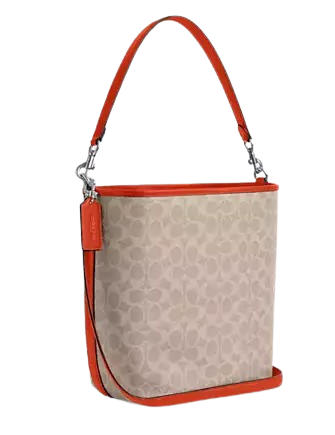 Coach City Large Bucket Bag In Signature Canvas Sand Deep Orange
