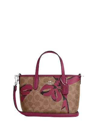 Coach City Mini Tote Bag In Signature Canvas With Bow Print Brixton Baker