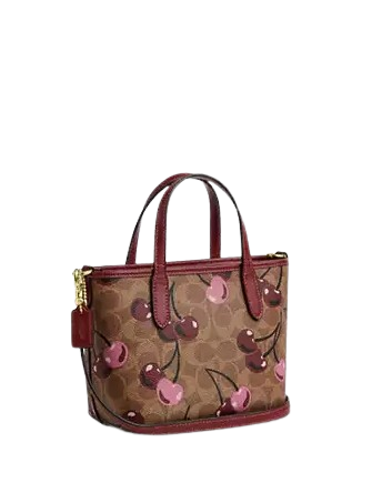 Coach City Mini Tote Bag In Signature Canvas With Cherry Print Coach City Mini Tote Bag In Signature Canvas With Cherry Print