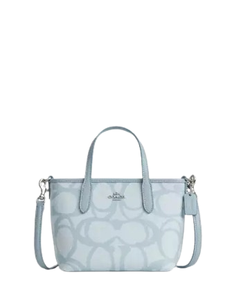 Coach City Mini Tote Bag In Sketch Signature Canvas Ice Blue