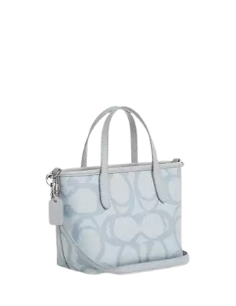 Coach City Mini Tote Bag In Sketch Signature Canvas Ice Blue