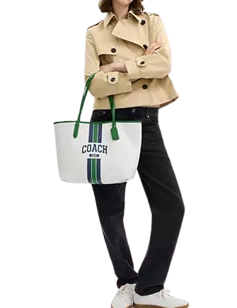 Coach City Tote Bag In Signature Canvas With Coach Graphic Chalk Kelly