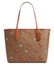Coach City Tote Bag In Signature Canvas With Orange Print Tan