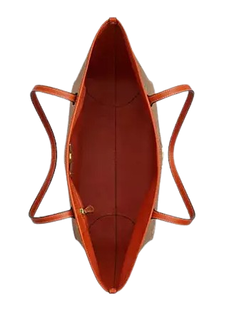 Coach City Tote Bag In Signature Canvas With Orange Print Tan