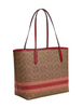 Coach City Tote Bag In Signature Canvas With Stripe Tan