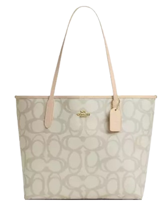 Coach City Tote Bag In Sketch Signature Canvas Ivory