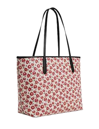 Coach City Tote Bag With Floral Print Chalk Black