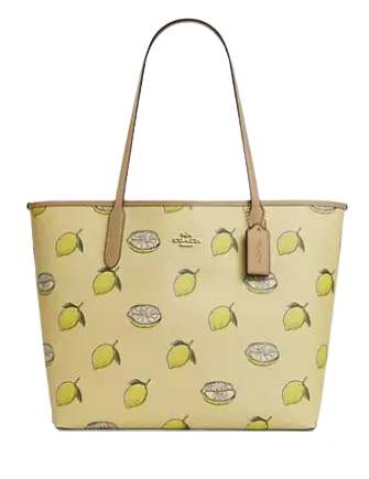 Coach City Tote Bag With Lemon Print Garden Glade