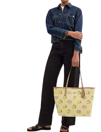 Coach City Tote Bag With Lemon Print Garden Glade