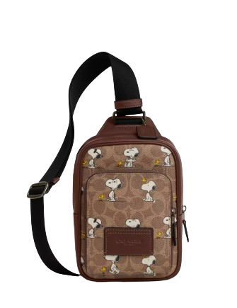 Coach Coach X Peanuts Racer Sling Pack In Signature Canvas Coach Coach X Peanuts Racer Sling Pack In Signature Canvas