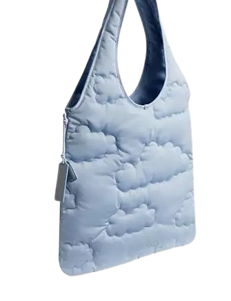 Coach Coachtopia Loop Flat Tote In Recycled Polyester With Cloud Quilting Light Twilight