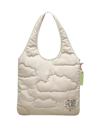 Coach Coachtopia Loop Flat Tote With Cloud Quilting Cloud