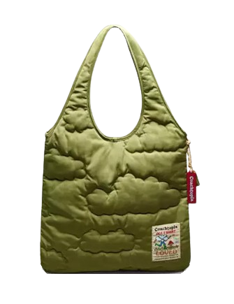 Coach Coachtopia Loop Flat Tote With Cloud Quilting Olive