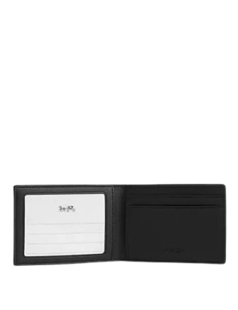Coach Compact Billfold Wallet In Signature Canvas Charcoal Black