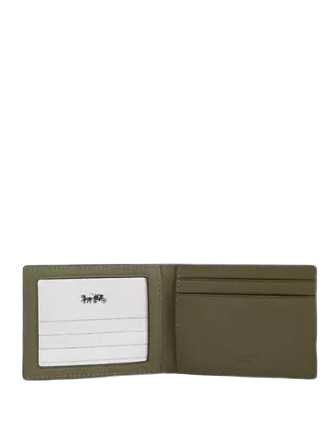 Coach Compact Billfold Wallet In Signature Leather Olive Drab