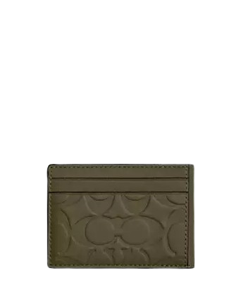 Coach Compact Billfold Wallet In Signature Leather Olive Drab