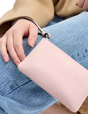 Coach Corner Zip Wristlet Blush