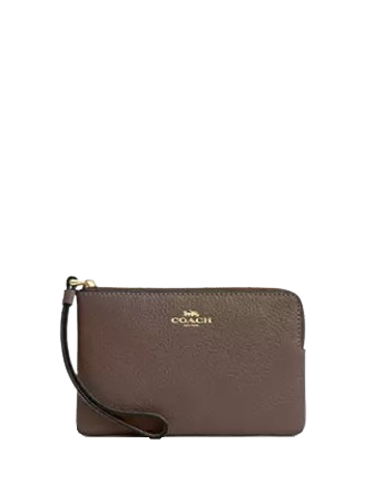 Coach Corner Zip Wristlet Dark Stone