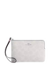 Coach Corner Zip Wristlet In Signature Canvas Chalk Carnation