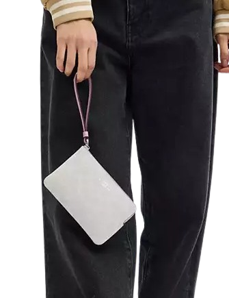 Coach Corner Zip Wristlet In Signature Canvas Chalk Carnation