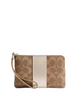 Coach Corner Zip Wristlet In Signature Canvas Tan Light Champagne