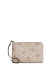 Coach Corner Zip Wristlet In Signature Canvas With Floral Print Sand