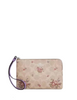 Coach Corner Zip Wristlet In Signature Canvas With Floral Print Sand