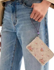 Coach Corner Zip Wristlet In Signature Canvas With Floral Print Sand