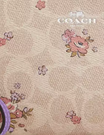 Coach Corner Zip Wristlet In Signature Canvas With Floral Print Sand