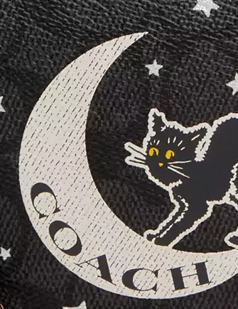 Coach Corner Zip Wristlet In Signature Canvas With Halloween Graphic Charcoal Black