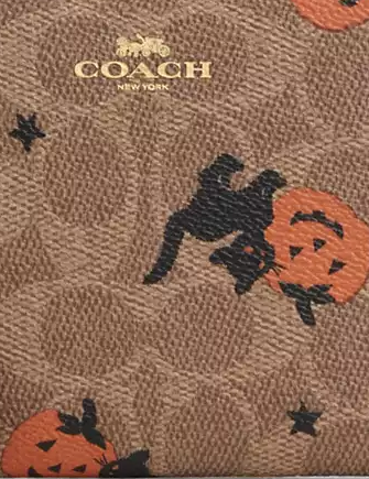 Coach Corner Zip Wristlet In Signature Canvas With Halloween Print