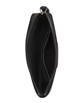 Coach Corner Zip Wristlet In Signature Canvas With Stripe Charcoal Black