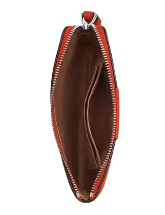 Coach Corner Zip Wristlet In Signature Canvas With Stripe Sand Deep Orange