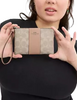 Coach Corner Zip Wristlet In Signature Canvas With Stripe Sand Taupe