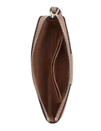 Coach Corner Zip Wristlet In Signature Canvas With Stripe Sand Taupe
