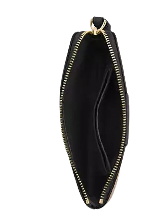Coach Corner Zip Wristlet In Signature Canvas With Stripe Tan Black