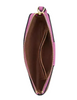 Coach Corner Zip Wristlet In Signature Canvas With Stripe Tan Fuchsia