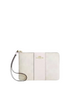 Coach Corner Zip Wristlet In Signature Canvas With Stripe White Chalk