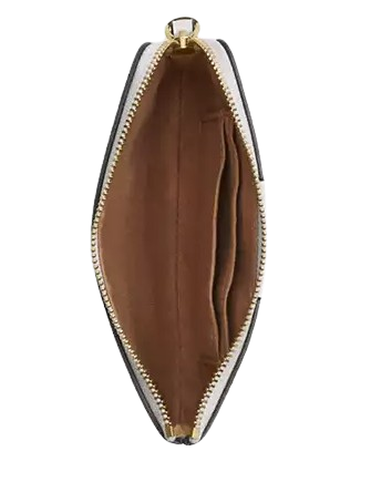 Coach Corner Zip Wristlet In Signature Canvas With Stripe White Chalk