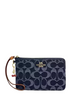 Coach Corner Zip Wristlet In Signature Denim