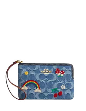 Coach Corner Zip Wristlet In Signature Denim | Brixton Baker Coach Corner Zip Wristlet In Signature Denim | Brixton Baker