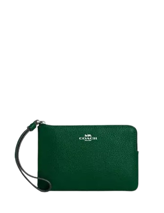 Coach Corner Zip Wristlet Shamrock