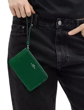 Coach Corner Zip Wristlet Shamrock